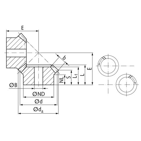 Mädler - Kegelradsatz 42CrMo4 Mod1 (25/25 Zähnezahl, Übersetzung 1:1, 10 Nm zul. MD)