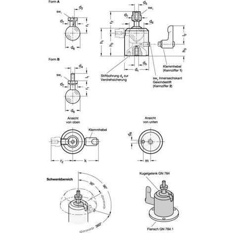 Otto Ganter - Kugelgelenke (Aluminium, GN 784-31-M6-A-1-ELS)